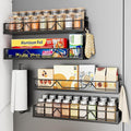 Mystozer 16.9 Inch Wide Large Capacity Magnetic Spice Rack for Refrigerator,5 Pack Metal Fridge Shelf Magnetic Spice Rack Kitchen Storage Refrigerator Organizers and Storage Spice Shelf (Black) by Mystozer