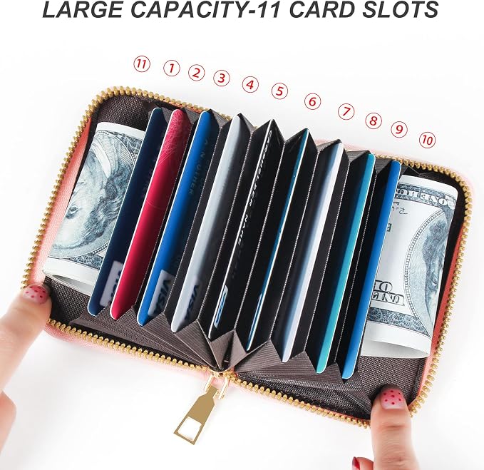 Credit Card Wallet, RFID Card Case Wallet, Zipper Card Cases Holder for Men Women, RFID Blocking, KeyChain Wallet, Compact Size Card Organizer Case for Women - Image 5