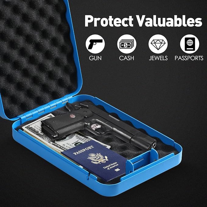 Tenamic Pistol Safe, Portable Travel Gun Safe, Solid Steel Handgun Lock Box for Home Hotel, Gun Safes for Car, Blue - Image 4