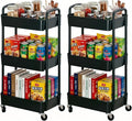 Sywhitta 3-Tier Plastic Rolling Utility Cart with Handle, Multi-Functional Storage Trolley for Office, Living Room, Kitchen, Movable Storage Organizer with Wheels, Black (Pack of 2) by haseverythingyouneed
