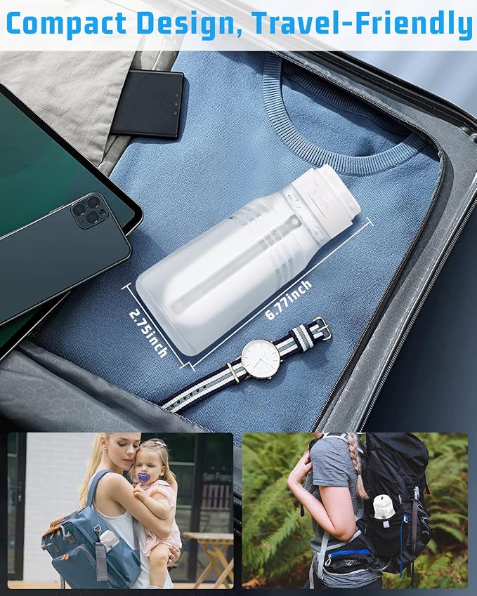 Portable Bidet for Travel with 400ml Bottle, 3 Pressure Modes | Rechargeable Electric Travel Bidet, Waterproof Handheld Bidet Sprayer for Women Men Baby Cleaning - Image 4
