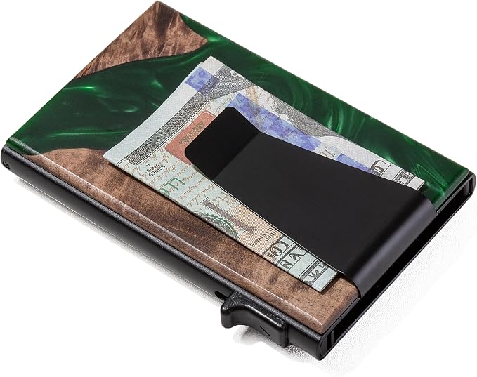 Slim Card Holder Wallet for Men, Minimalist RFID Blocking Pop Up Wallet, Smart Metal Business Card Case Holds 12 Cards, Money Clip, Front Pocket Wallet, Gifts for Men - Image 7
