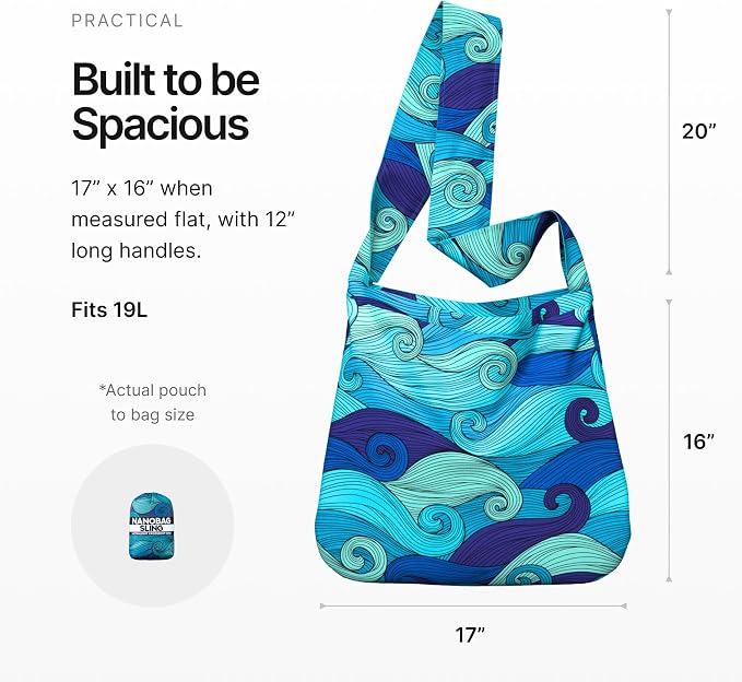 Nanobag Sling 19L Foldable Packable Crossbody Grocery Bag for Men & Women | 0.9 oz Premium Portable Collapsible Compact Ultralight Pocket-Sized for Everyday Use & Travel - Image 4