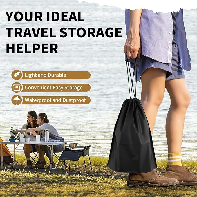 50 Pack Shoe Bags for Travel, Black Travel Shoe Bags for Packing Waterproof | 15.7" x 11.8" Large Portable Drawstring Travel Shoe Storage Bag Travel Essentials Women for and Men - Image 3