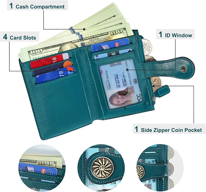Tipmile Small Wallet for Women Bifold RFID Blocking Card Holder Leather Wallets with Zipper Coin Pocket - Image 2