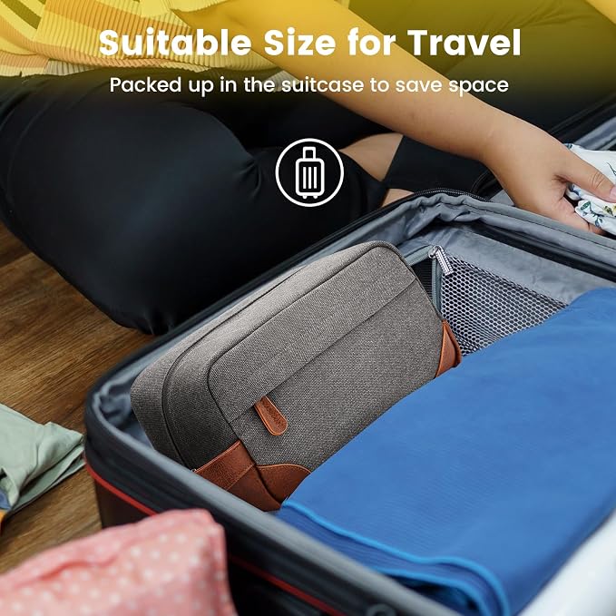 Vorspack Travel Toiletry Bag - Hanging Toiletry Bag for Men Water Resistant Canvas Shaving Bag with Large Capacity for Travel - Light Grey (Pack of 2) - Image 7