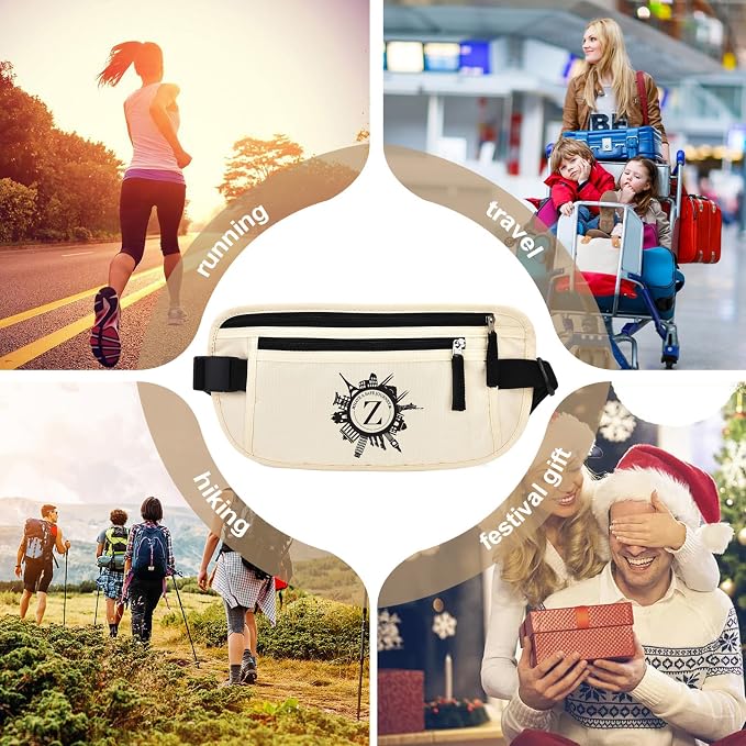 Personalized Initial Money Belt,RFID Blocking Travel Secure Bag,Monogrammed Gift for Women, Mom and Travel enthusiasts(Z) - Image 7