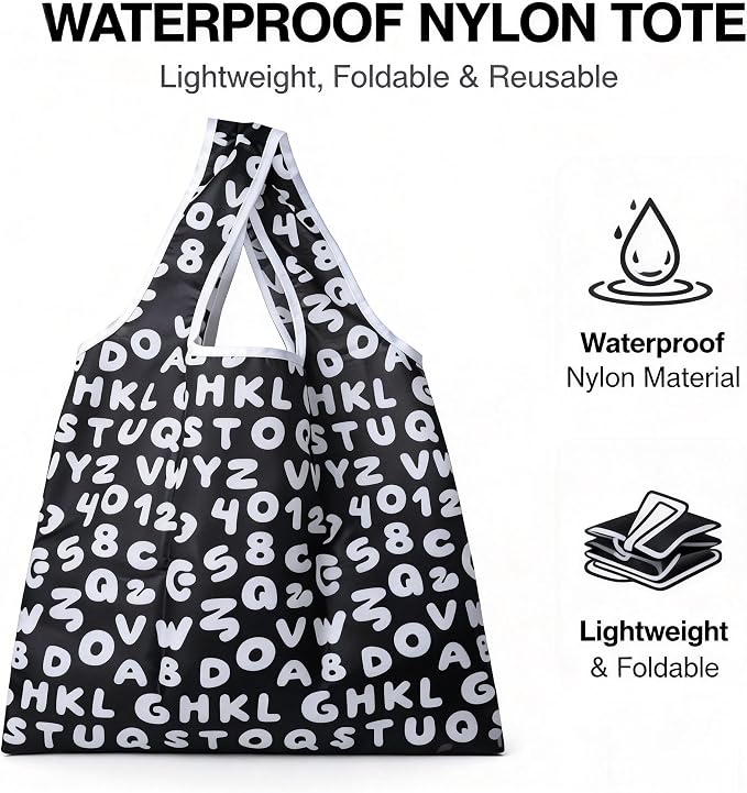 6 Pack Reusable Shopping Bags - Foldable Heavy Duty Washable Totes | Ripstop Nylon, 15x16", Zipped Storage Pouch Fits Palm, Large Handles Hold 50lbs, Travel Beach Picnic Grocery Essentials, Gift - Image 6