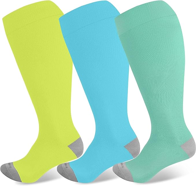 LEVSOX Wide Calf Compression Socks for Women & Men Extra Large Size Support Socks for Nurses Running Pregnant Travel, 15-20 mmHg by Levsox