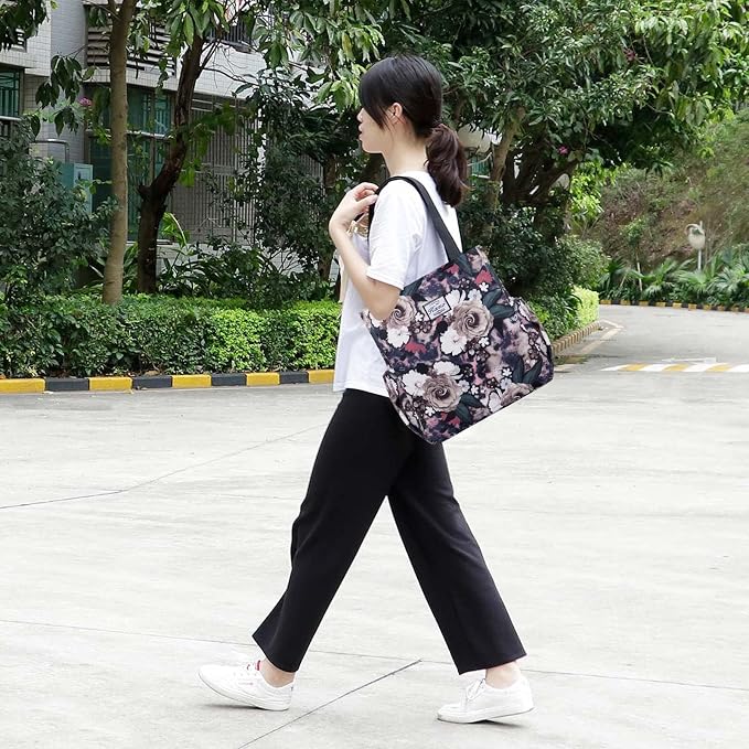 KAMO Floral Tote Bag - Waterproof Lightweight Handbags Travel Shoulder Bag for Hiking Yoga Gym Swimming Travel Beach - Image 2