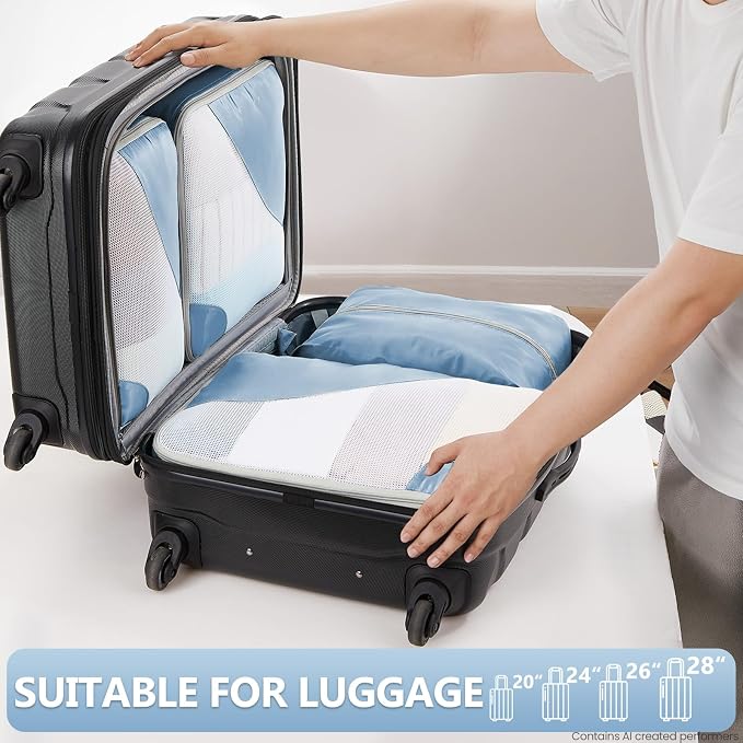 OlarHike 8 Set Packing Cubes for Travel,Gifts for Women Mom,Anti-Tearing Suitcase Organizer,with Over 1000 pcs Mesh Holes,Vacation Essentials & Accessories for Cruise Ship - Image 6