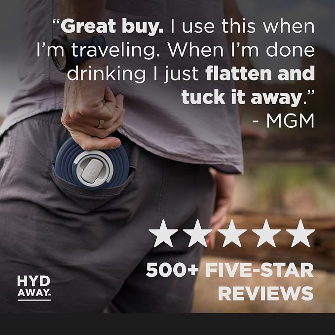 HYDAWAY 25oz Collapsible Water Bottle, Packable Leakproof for Travel | Large capacity design. Folds flat for carry-ons, day bags, hiking packs. Leakproof, BPA-free. - Image 7