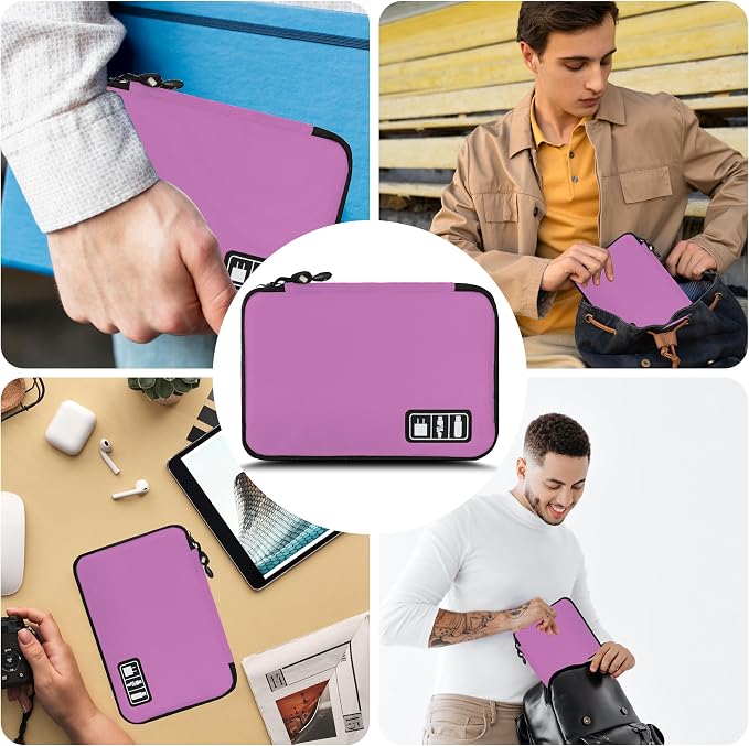 Electronics Organizer,Travel Cord Organizer Pouch,Cable Organizer Bags | Travel Electronic Accessories Storage Case for Cables, Cords, Charger, Phone (Pink) - Image 6