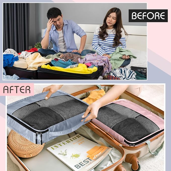 5 Pcs Packing Cubes for Suitcase Large Travel Cubes Carry on Luggage Organizer Bags for Clothes Accessories(L,Morandi) - Image 6