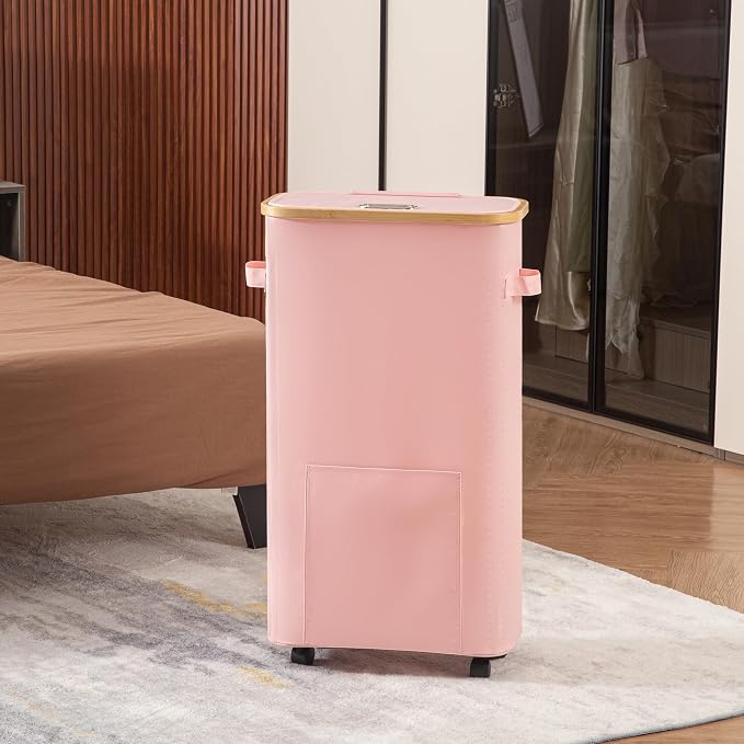 Vincona Laundry Basket with Wheels, Tall Dirty Clothes Hamper on Wheels, Rolling Laundry Hamper with lid for Dorm, Bedroom and Bathroom - Image 7