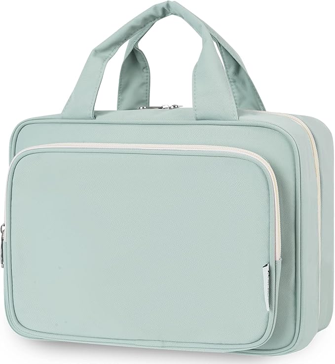 Narwey Travel Toiletry Bag for Women Large Hanging Makeup Bag Organizer Toiletries Bag for Full Size Essentials Accessories Cosmetics (Mint Green (Large)) by Narwey