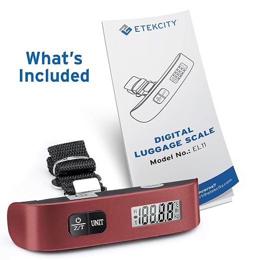 Etekcity Luggage Scale, Digital Weight Scales for Travel Accessories Essentials Suitcases , Portable Handheld Scale with Temperature Sensor, Rubber Paint, 110 Pounds, Battery Included | Travel Essentials, Air Travel, Suitcase, Hanging Hook, Rubber Grip... - Image 9
