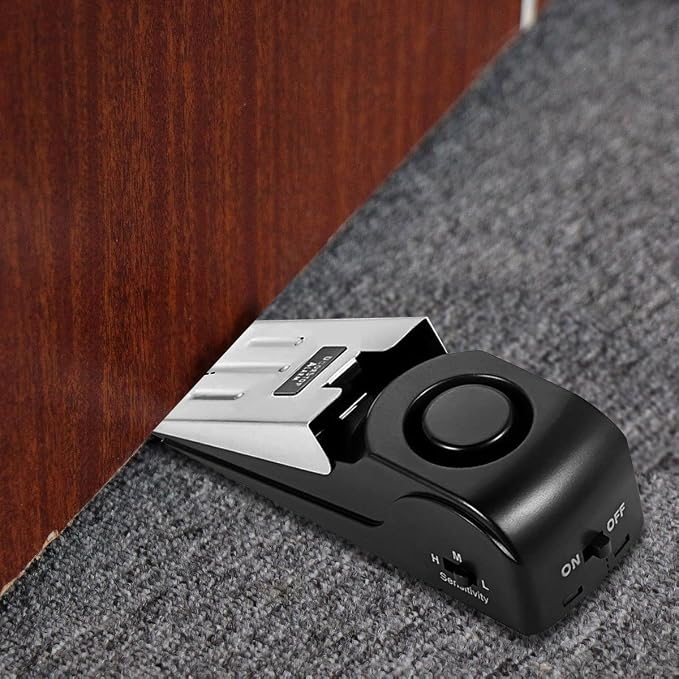 EMDMAK Door Stop Alarm with 120DB Siren Door Stop for Home & Travel (Black) (Pack of 2) - Image 2