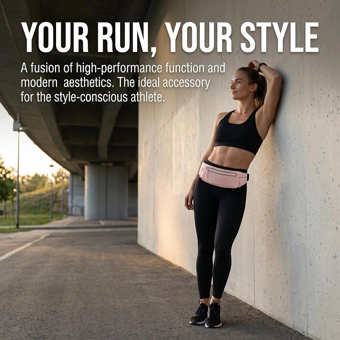 Running Belt for Women Men, Slim No-Bounce Waist Pack, Water Resistant Reflective Phone Holder Fits Phones up to 7.5 inch, Adjustable Fanny Pack for Running Jogging Hiking (Pink) - Image 8
