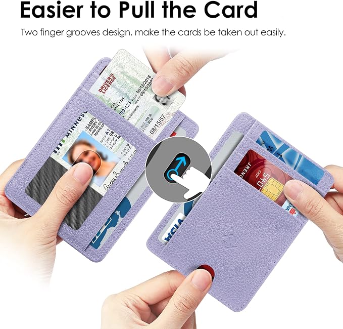 FINTIE Slim Front Pocket Wallet, RFID Blocking Credit Card Holder | Minimalist Card Cases with ID Window for Men Women, Lilac Purple - Image 2