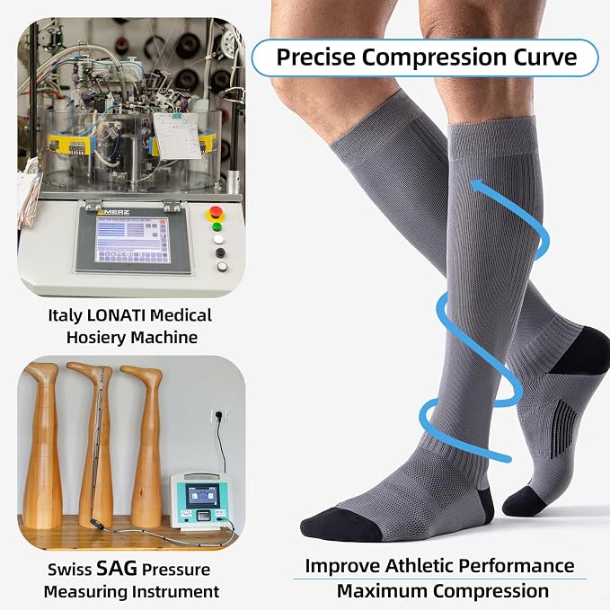 3 Pairs Easy On/Off Compression Socks - 15-20 mmHg Moderate Support Socks with Cushioned Sole and Seamless Toe - Image 2