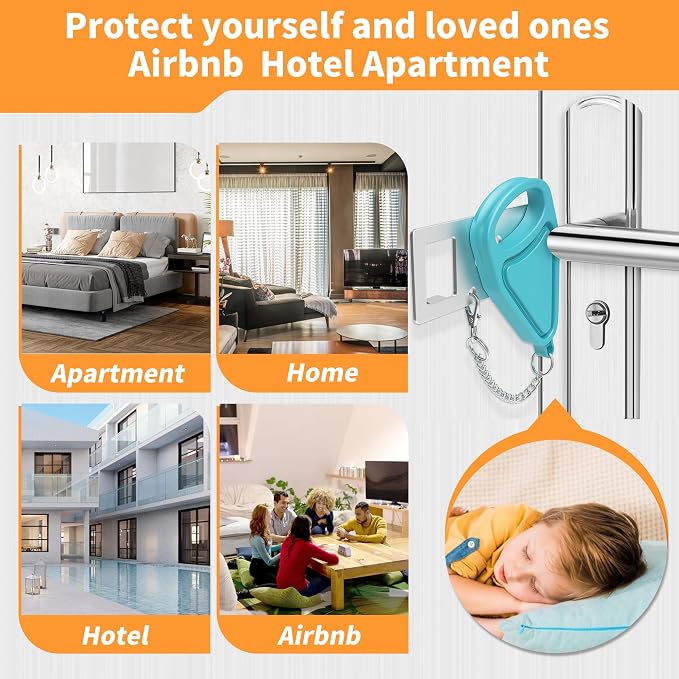 Sturdy Portable Door Lock Teal -2 Pack Door Locks for Additional Privacy and Safety in Hotel, Apartment,and Prevent Unauthorized Entry for Family Trip or Traveling Alone Home Dorms - Image 5