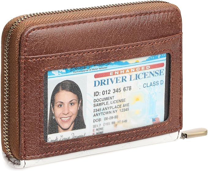 Credit Card Holder Wallet RFID Blocking Leather Small Wallet for Women with Wristlet by FALANMULE