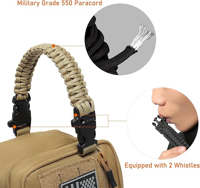 Tactical Toiletry Bag for Men Dry Wet Separate Dopp Kit Travel Hygiene Bag EDC Utility Tool Molle Pouch Mens Shaving Kit Travel shower Bags (Khaki) - Image 5