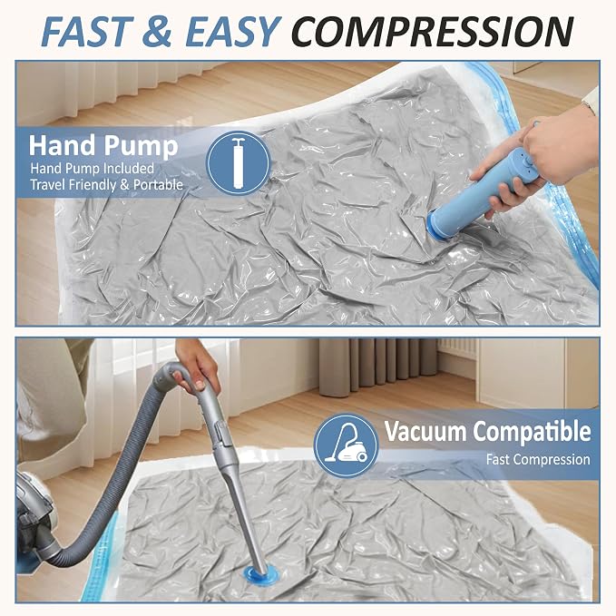 Cozy Essential Vacuum Storage Bags, 80% Compression Vacuum Seal Space Saver Plastic Packaging Bags for Clothes, Blankets, Pillow, Bedding, Comforters, Sealer Clothing Storage,12 Small - Image 6