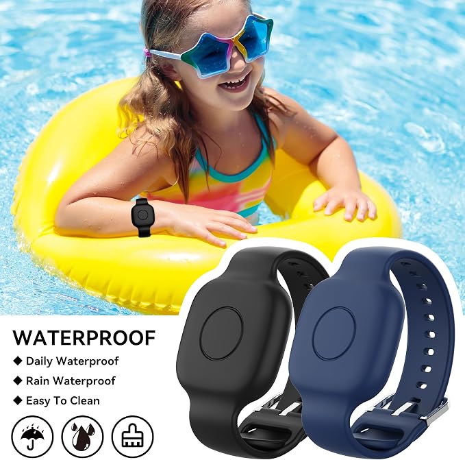 Waterproof Silicone Bracelet for Tile Mate 2024/2022, Hidden GPS Tracker Holder for Kids, Teens & Elderly, Adjustable Anti-Lost Wristband, Durable, Lightweight, Comfortable Fit – Black/Blue - Image 2