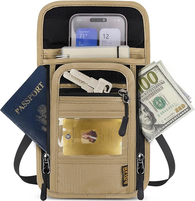 Travel Neck Wallet RFID Blocking – Hidden Passport Holder & Anti-Theft Money Pouch for Men & Women, Lightweight Concealed Undergarment Organizer with Adjustable Strap, Secure Document Holder - Image 9