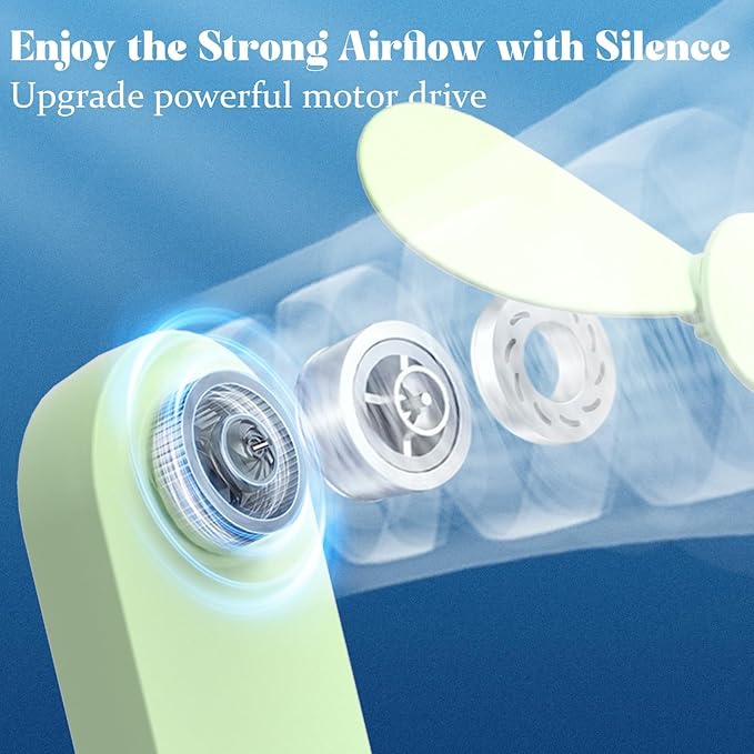 Portable Handheld Fan, 2 IN 1 Mini Hand Fan, Battery Operated [8-15 Working Hours], USB Rechargeable Personal Foldable Fan for Indoor, Small Pocket Fans Travel Essentials for Outdoor (Green) - Image 3