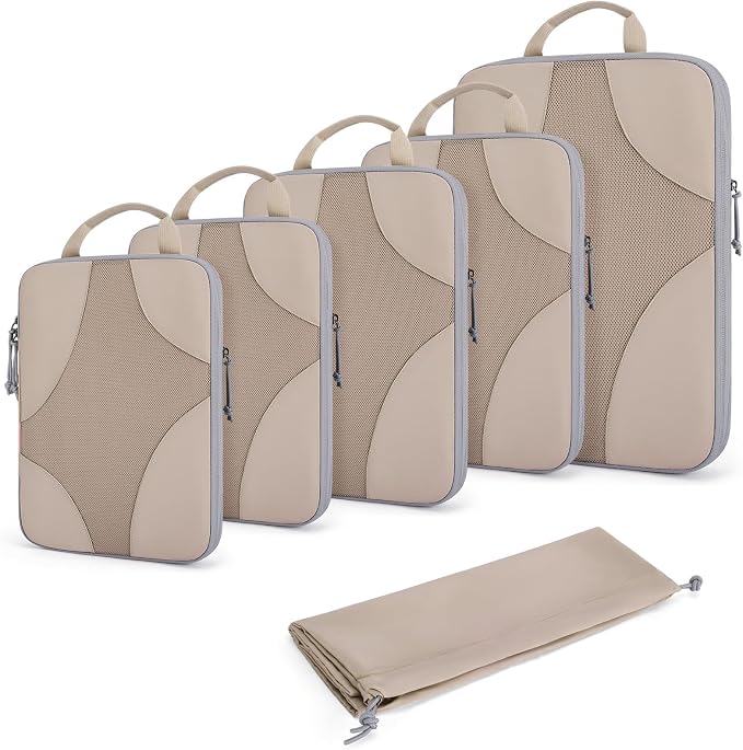 Bagsmart Compression Packing Cubes, Travel Bag Cruise Ship Essentials | Lightweight, Compressible Suitcase Organizer Set fit Standard Carry-On & Checked Luggage, 6 Set, 14 Set Washable Packing Bags by BAGSMART
