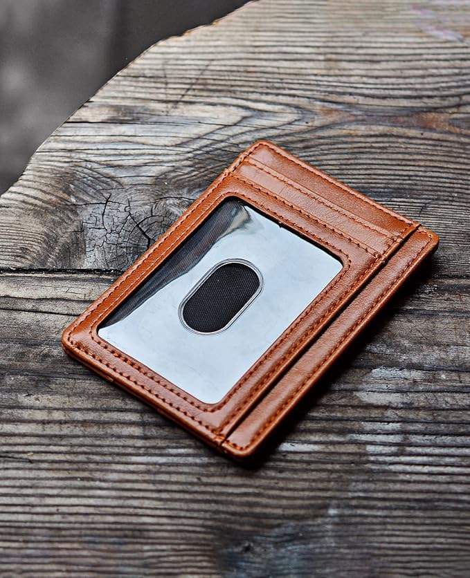 Buffway Slim Minimalist Front Pocket RFID Blocking Leather Wallets for Men and Women - Alaska Brown - Image 3