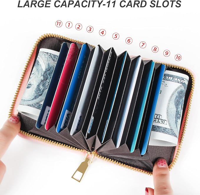 Credit Card Wallet, RFID Card Case Wallet, Zipper Card Cases Holder for Men Women, RFID Blocking, KeyChain Wallet, Compact Size Card Organizer Case for Women - Image 4