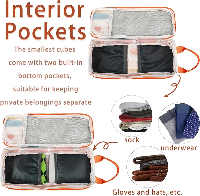 7 Pcs Compression Packing Cubes Travel for Suitcases, Luggage Organizer Washable Storage Bags Set for Backpack Travel- Packaging Cubes for Carry-Ons and Storage - Image 7