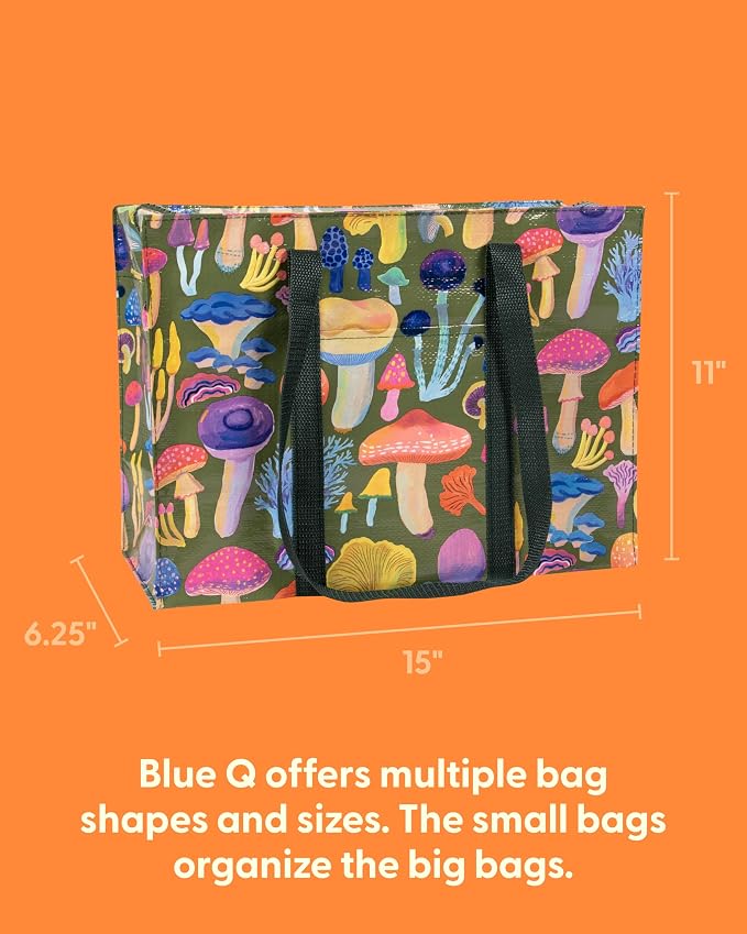 Blue Q Reusable Shoulder Tote Bag – Carry Everywhere Bag with a Hefty Zipper, Durable, Fun Design, 95% Recycled Material - Image 2