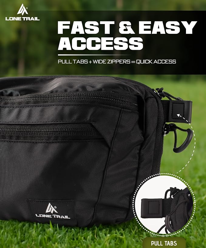 Large Concealed Carry Fanny Pack - Tactical CCW Waist Bag | 11.5x6.5in waist pack, PU-coated nylon, rear pocket with anchor strap, fits men and women - Image 4
