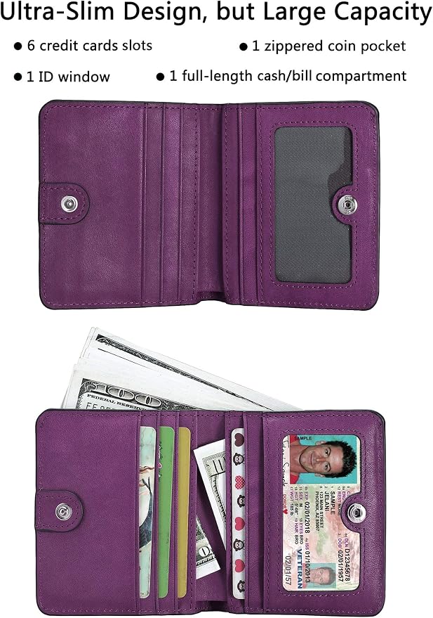 Small Leather Wallet for Women, Ladies Credit Card Holder RFID Blocking Women's Mini Bifold Pocket Purse - Image 2