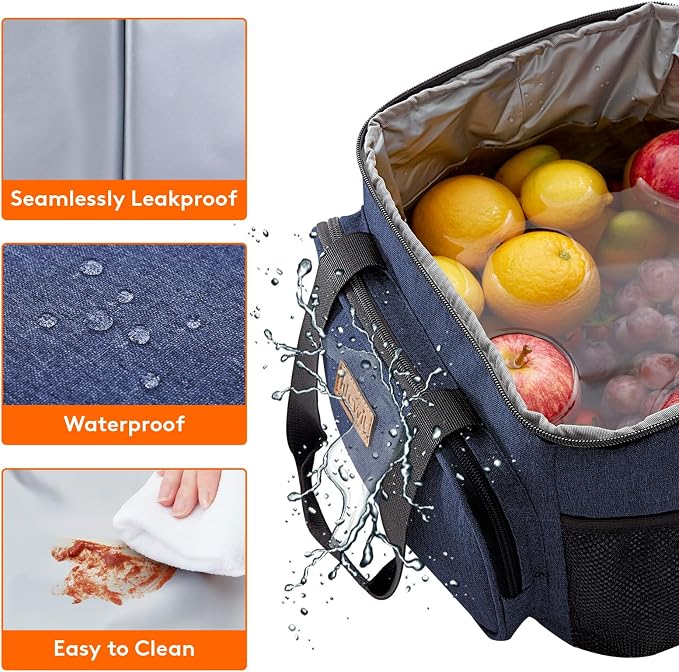 Lifewit Large Lunch Bag, Insulated Lunch Box, Soft Cooler Cooling Tote for Adult Men Women, Dark Blue 24-Can (15L) - Image 5