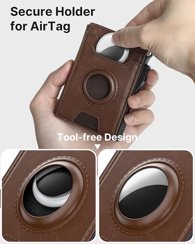 typecase AirTag Wallet for Men: Compatible with Apple AirTag (1st & 2nd Generation), RFID Blocking, Genuine Leather, Slim & Minimalist Design,13 Cards Capacitiy | ID Window | Money Clip (Brown) - Image 6