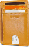 Buffway Slim Minimalist Front Pocket RFID Blocking Leather Wallets for Men and Women - Alaska Yellow by Buffway