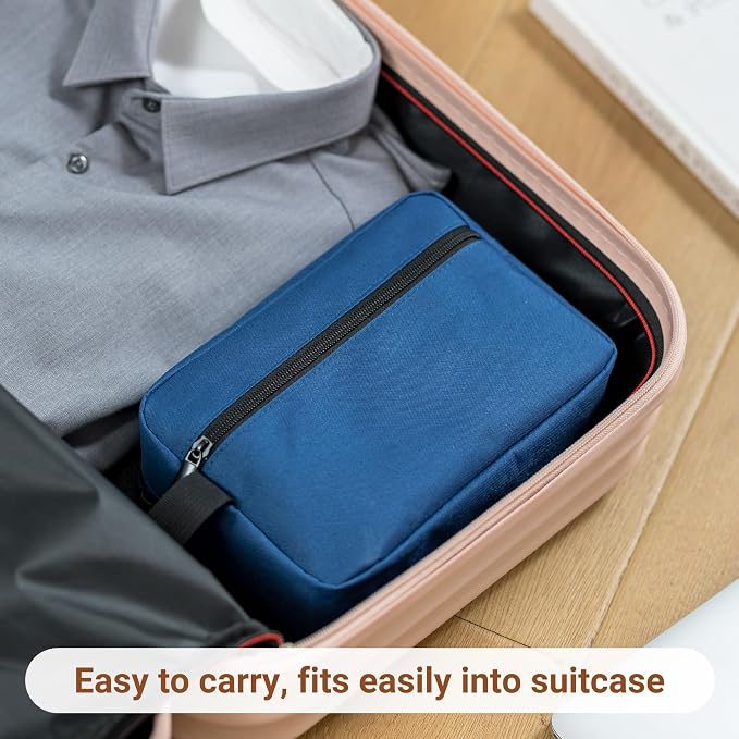 Elviros Travel Toiletry Bag for Women and Men,Lightweight Makeup Bag Hanging Dopp Kit with Shaving Compartment Cosmetic Organizer Small Tool Bag Travel Essentials,Gifts for Men(Navy Blue) - Image 5