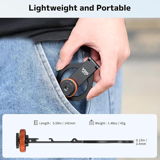 VRIG MG-40 Magnetic Phone Tripod Mount for Magsafe, Three Rotatable Axes Phone Holder with 1/4 Thread & Cold Shoe Adapter for Camera, Compatible with iPhone 17/16/ 15/14/ 13/12 Series - Image 8