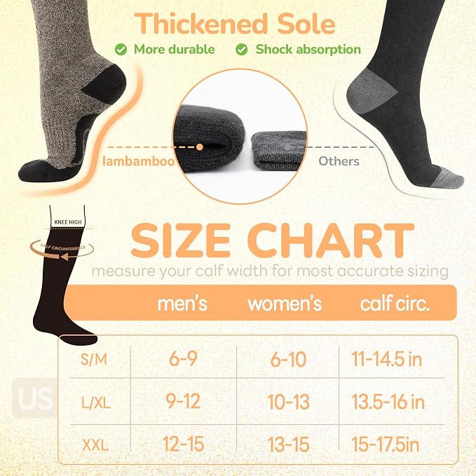 Merino Wool Compression Socks for Women Men 15-20 mmHg for flying | Soft & Breathable for Travel, Running - Image 6