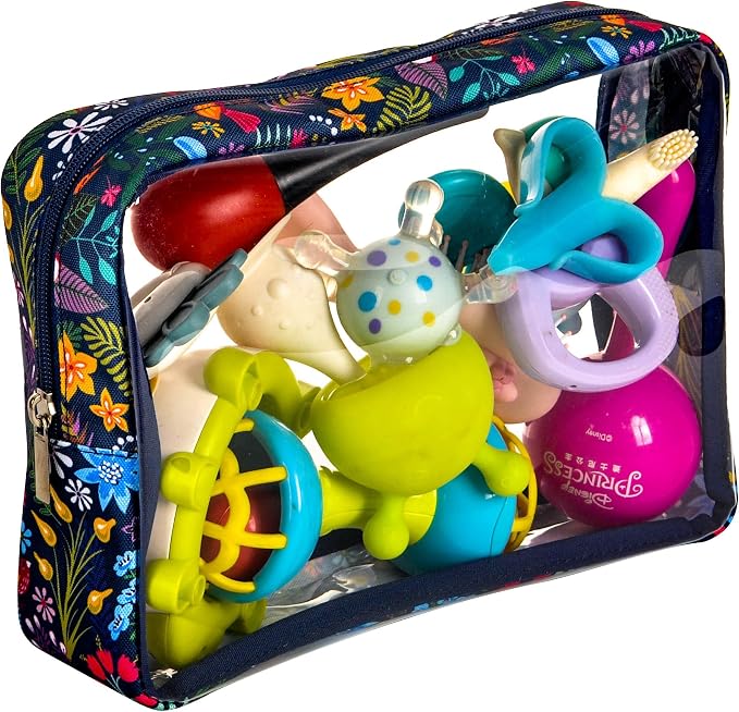 Remobia Hicol TSA Approved 5-Piece Diaper Bag Organizer Pouch Set Clear Waterproof TPU Kids Toiletry Storage Set Travel Packing Clutch Cube Bags for Baby Nursing(Flower) - Image 9