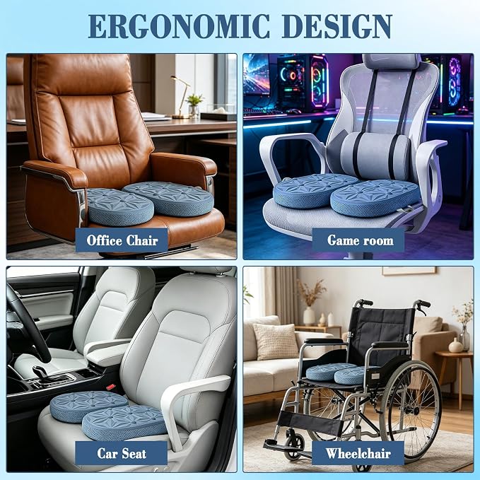 Cooling Gel Enhanced Memory Foam Seat Cushion, Desk Chair Seat Cushion, Office Chair Cushions, Foldable Portable, Back Sciatica Coccyx Tailbone Pain Relief, Driving Car Airplane Wheelchair Bleachers - Image 5