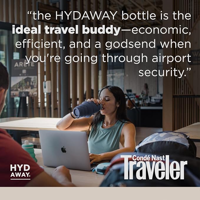 HYDAWAY 25oz Collapsible Water Bottle, Packable Leakproof for Travel | Large capacity design. Folds flat for carry-ons, day bags, hiking packs. Leakproof, BPA-free. - Image 6