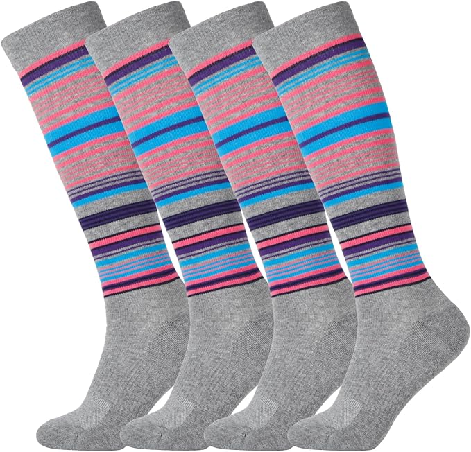 +MD Cotton Compression Socks for Women & Men 4/6 Pairs 15-20mmHg Knee High for Sports, Travel, Nursing Long Sitting Standing by MD