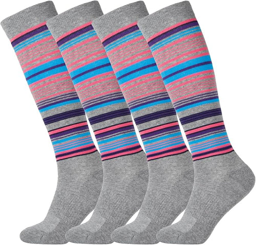 +MD Cotton Compression Socks for Women & Men 4/6 Pairs 15-20mmHg Knee High for Sports, Travel, Nursing Long Sitting Standing by MD